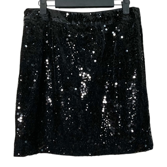 MICHAEL MICHAEL KORS Black Sequined Mini Skirt Fully Lined Side Zipper US Sz 6 - Picture 3 of 9